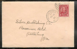 1933 3 Cents George V Hughenden Ont (Feb 15) To Pittsburg PA USA - Briefe U. Dokumente