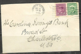 1949 - 1 And 3 Cents George VI Uniform, (Oct 15) Toronto To SC USA - Lettres & Documents