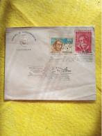 Uruguay 2 Cover.50 Yrs.air Mail Trsp.montevideo Stuttgart.one Gandhi A357 Stamps.&flown Cover To Germany Lufthansa.ship - Uruguay