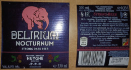 Etiquette Bière Delirium Nocturnum 33 Cl Brouwerij Huyghe, Melle Bier Etiket Beer Label - Bière