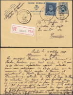 Belgique 1933 - Entier Postal Sur Carte Postale Recommandée De Couvin+Timbre Série Képi. (DD) DC-12610 - 1931-1934 Chepi