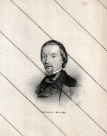 Lithographie De Edouard WACKEN, Dramaturge, Poète Romantique - - LIEGE 1819/ SAINT JOSSE  TEN NOODE 1861( B374) - Lithografieën