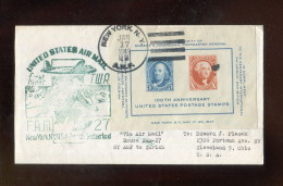 "USA" 1949, Block 9 Auf TWA-Erstflugbrief "N.Y.-Zuerich" (B2139) - Blokken & Velletjes