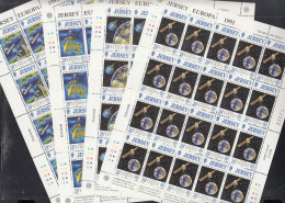 JERSEY  539-542, 4 Bögen (5x4),  Postfrisch **, Europa CEPT: Europäische Weltraumfahrt, 1991 - Jersey