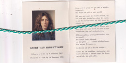 Geert Van Herreweghe, Aalst 1967, Erpe 1985. Foto - Esquela