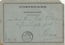 Dienstbriefkaart, Afgestempeld Sneek 1897 (scherpe Vouw) - Entiers Postaux