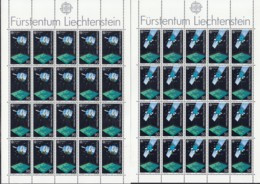 LIECHTENSTEIN  1011-1012, 2 Kleinbogen, Postfrisch **, Europa: Weltraumfahrt, 1991 - Blocs & Feuillets