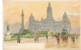 Artiste Lithographie Cassiers -  George Square (Scottish Gaelic - Scotland  - U/B - Low Asking Price!  Free Shipment - - - Renfrewshire