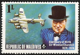 Maldives 1974 - Mi 542 - YT 503 ( Churchill And Plane Avro Type 683 Lancaster ) MNG - Aviones