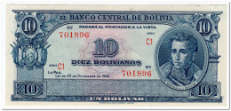 BOLIVIA,10 BOLIVIANOS,L.1945,P.139d,UNC - Bolivia