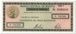 BOLIVIA,500 000 PESOS,1984,P.189,AU-UNC - Bolivia