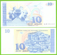 MACEDONIA 10 DENARI 1993 P-9a  UNC - Macédoine Du Nord