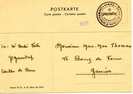 SUISSE. 1940.   INTERNE MILITAIRE AU CAMP DE JEGENSTORF - Cartas & Documentos