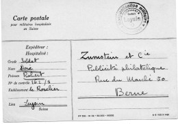 SUISSE. 1943.   HOSPITALISATION MILITAIRE LEYSIN. AFFRANCHI A FORFAIT. - Cartas & Documentos