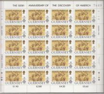 GUERNSEY  549-552, 4 Bogen (4x5), Postfrisch **, Europa CEPT: Entdeckung Amerikas, 1992 - Guernsey