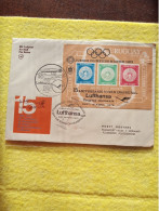 Uruguay.yv Bloc 21.15 Yrs Lufthansa.olimpics Munich72.flown Cover & Fdc Cv60e.reg Post E7 Late Delivery. - Uruguay