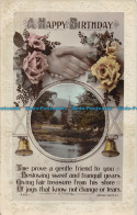 R150396 Greetings. A Happy Birthday. Lake And Tower. Crossed Hands. Rotary. RP - World