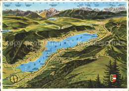72019552 Ossiachersee Panoramakarte Mit Julischen Alpen Karawanken Kanzelhoehe G - Sonstige & Ohne Zuordnung