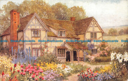 R151387 Old Postcard. Cottage And Flower Garden. Salmon - Monde