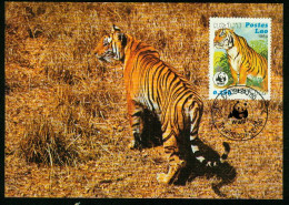 Mk Laos Maximum Card 1984 MiNr 706 | Endangered Animals The Tiger WWF #max-0109 - Laos