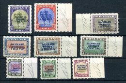 GROENLAND DANMARK BEFRIET 1945 9 + 6 Werte KatW AFA =20400 DDK = 2735 € GEPRUFT - Unused Stamps