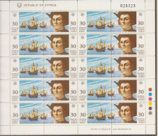 ZYPERN  790-793, 2 Kleinbogen, Postfrisch **, Europa CEPT: Entdeckung Amerikas, 1992 - Ongebruikt