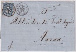 Zumst. 31 / Mi. 23 - Auf Faltbrief - Gelaufen Von LAUSANNE Nach AARAU Mit Bahn Streckenstempel AARAU-BERN 1864 - Cartas & Documentos