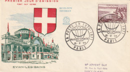 Frankrijk 1959, FDC, Evian-les-Bains On Lake Geneva - 1950-1959