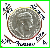 ALEMANIA  MONEDA DE - WILHELM II DEUTSCHER KAISER KÖNIG V. PREUSSEN 3 DM AÑO 1912 – CECA-A- PLATA. - 2, 3 & 5 Mark Zilver