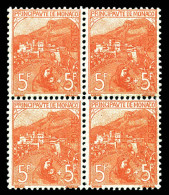 N°33, Orphelins, 5F +5F Rose Sur Verdâtre En Bloc De Quatre Très Bon Centrage, Fraîcheur Postale, SUPERBE  MNH ** - Neufs