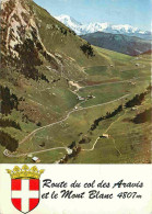 73 - Savoie - Col Des Aravis - Vue Aérienne - La Route Du Col Et Le Mont-Blanc 4807 - Blasons - Carte Dentelée - CPSM Gr - Autres & Non Classés