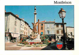 42 - Montbrison - La Place Des Combatants - Automobiles - Commerces - Fleurs - Blasons - CPM - Voir Scans Recto-Verso - Montbrison