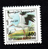 2001 - Tunisia - Tunisian Birds - The White Stork - Ciconia Ciconia -  MNH** - Tunesië (1956-...)