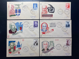 Enveloppes 1er Jour "Les Personnages Célèbres" - 10/07/1954 - 989/994 - 1950-1959