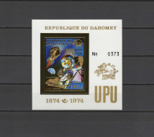 Dahomey 1974 UPU Centenary, Space Gold S/s Imperf. MNH -scarce- - U.P.U.