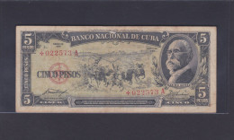 CUBA 5 PESOS 1958 VF/MBC+ Reposiciòn O Reemplazo (Muy Dificil De Encontrar) - Kuba