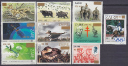 1994 Zaire 1101-1110 Overprint - Space, Fauna, Olympic Games 11,00 € - Patos