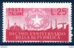 Repubblica. 10. Anniversario Della Repubblica 1956. Varietà. - Variedades Y Curiosidades