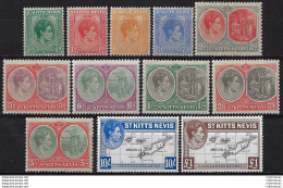 1938-50 St Kitts-Nevis Giorgio VI 12v. MNH SG N. 68a/77f - Autres & Non Classés
