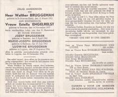 Oorlog Bruggeman Walther Zijn Vrouw Engelrelst Estella En Drie Kinderen Beernem - + Loppem 30.12.1944 - Godsdienst & Esoterisme