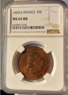 France - 10 Centimes  Cérès 1885A - FDC NGC MS65 RB Top Pop - 10 Centimes