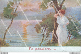 Cc79 Cartolina Art Deco Donnina Lady Donna Cupido Illustratore Artist Santino - Andere & Zonder Classificatie