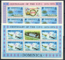 Dominica 1974 UPU Centenary, Ships, Aviation Set Of 2 Sheetlets MNH - U.P.U.