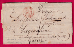 OUTREMER ROCHEFORT RARE INDICE 19 CHARENTE INFERIEURE 1845 DEPART LA NOUVELLE ORLEANS USA CURSIVE 18 SEILHAC CORREZE - Poste Maritime