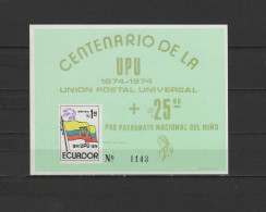 Ecuador 1974 UPU Centenary, S/s Green MNH -scarce- - U.P.U.
