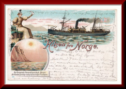 ** HILSEN Fra NORGE. STPL 1898. VAKKERT LITHO. MEGET UVANLIG SAK. ** VERY UNUSUAL Postc. TO GERMANY1898. NORWAY ** - Noruega