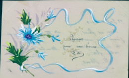 Zelluloid CPA Blaue Blumen, Kitsch - Other & Unclassified