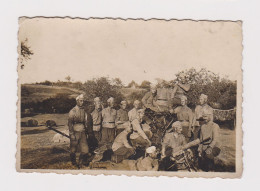 Ww2 Bulgaria Bulgarian Military Soldiers With Heavy Machine Gun, Field Scene, Vintage Orig Photo 8.5x6cm. (54842) - Guerre, Militaire