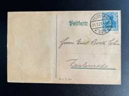 GERMANY 1921 POSTCARD HEIDENAU TO ZEULENRODA 21-03-1921 DUITSLAND DEUTSCHLAND - Cartas & Documentos