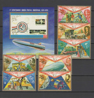 Equatorial Guinea 1974 UPU Centenary, Space, Trains, Zeppelin Etc. Set Of 7 + S/s MNH - U.P.U.